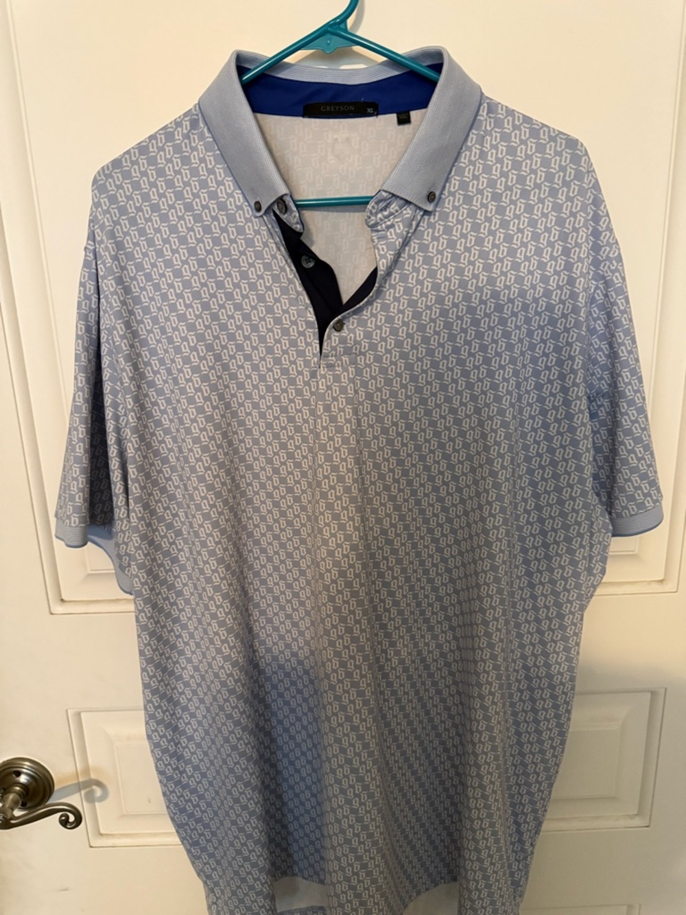 Greyson Men’s Light Blue Patterned Polo Shirt XL